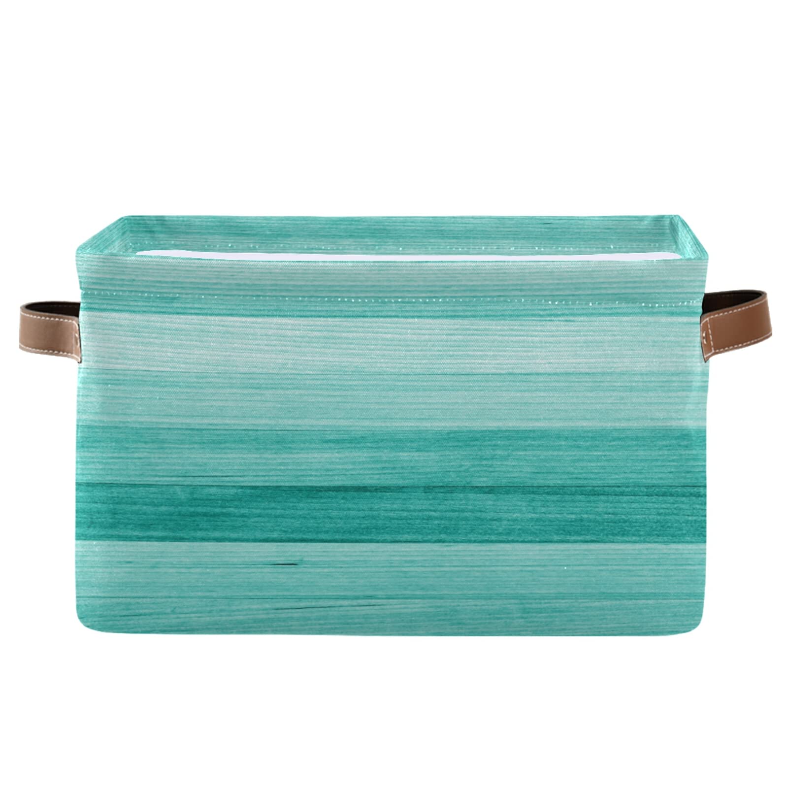 Teal Mint Green Wood Storage Baskets with Handles - Large Collapsible Storage Bins for Shelves, Closet, Bedroom & Living Room (2-Pack) | Perfect for Organizing Toys, Blankets & Home Decor