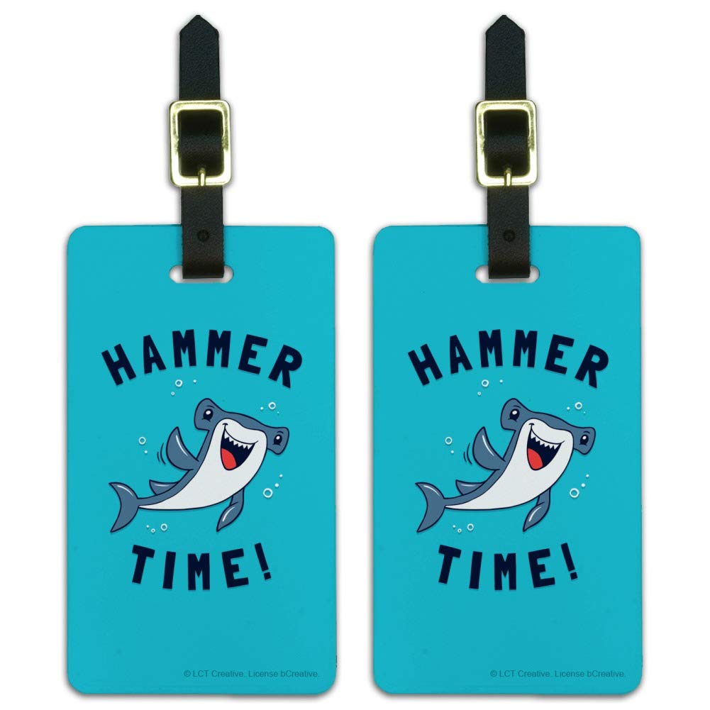 Funny Hammerhead Shark Luggage ID Tags - Set of 2 for Travel Bags & Suitcases | Unique Gift for Shark Lovers