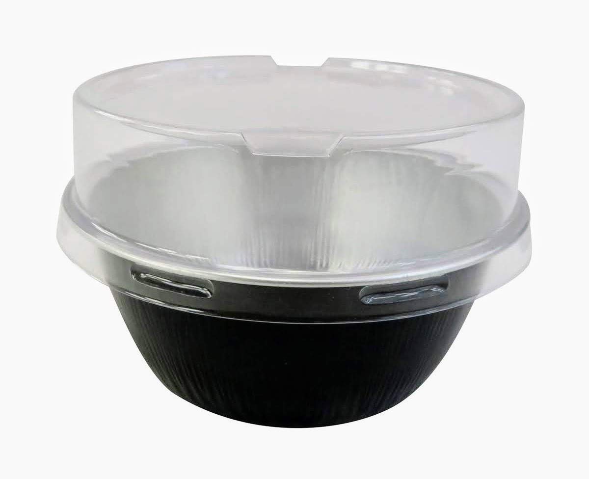 KitchenDance 4oz Disposable Aluminum Baking Cups with Lids - 500 Pack Black Stackable Foil Pans for Creme Brulee, Flan, Cupcakes & Desserts - Perfect for Home Baking, Party Catering & Restaurant Use