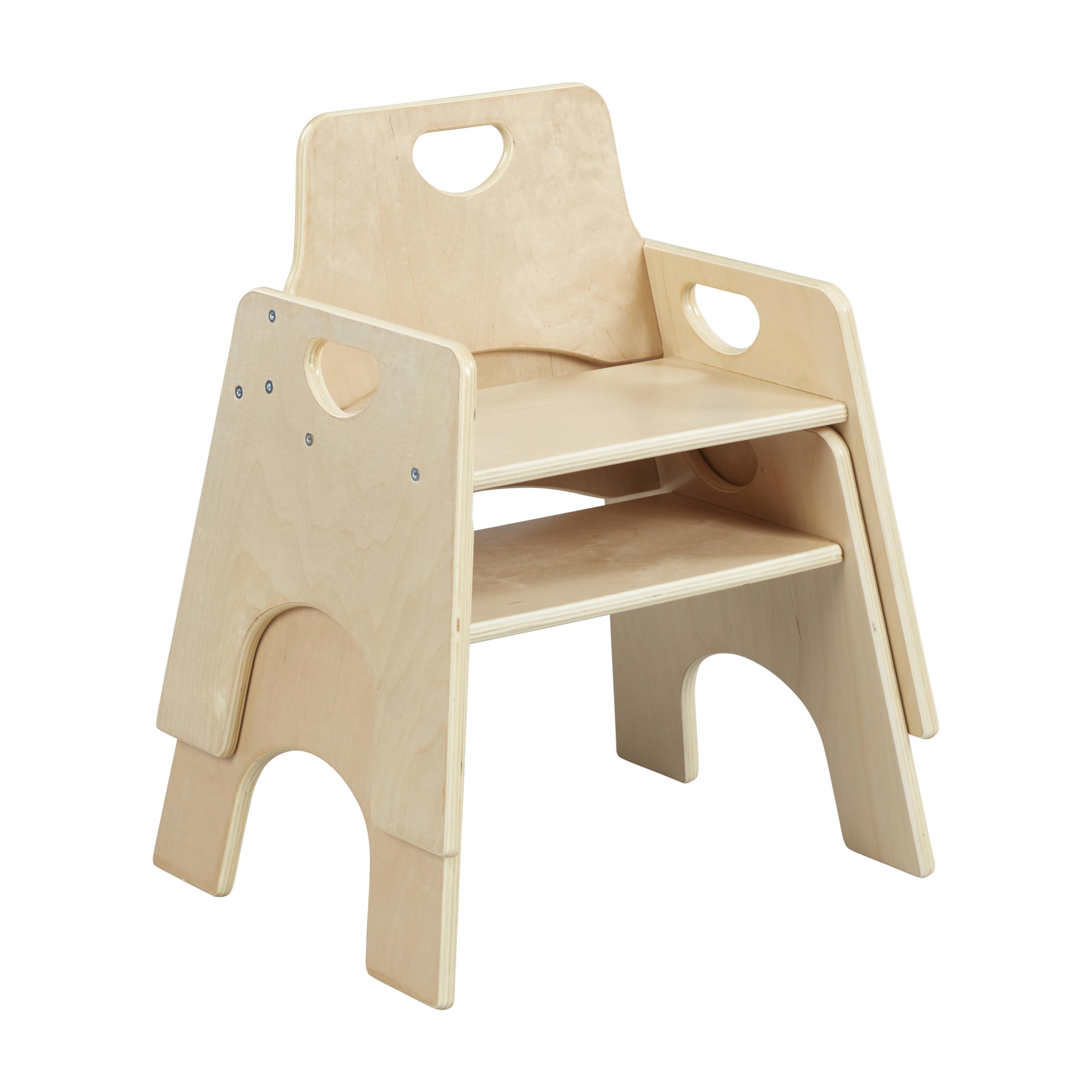 ECR4Kids Stackable Wooden Toddler Chairs for Kids - 10 Inch Natural Wood Children's Furniture Set of 2 - Perfect for Daycare, Preschool & Home Playrooms