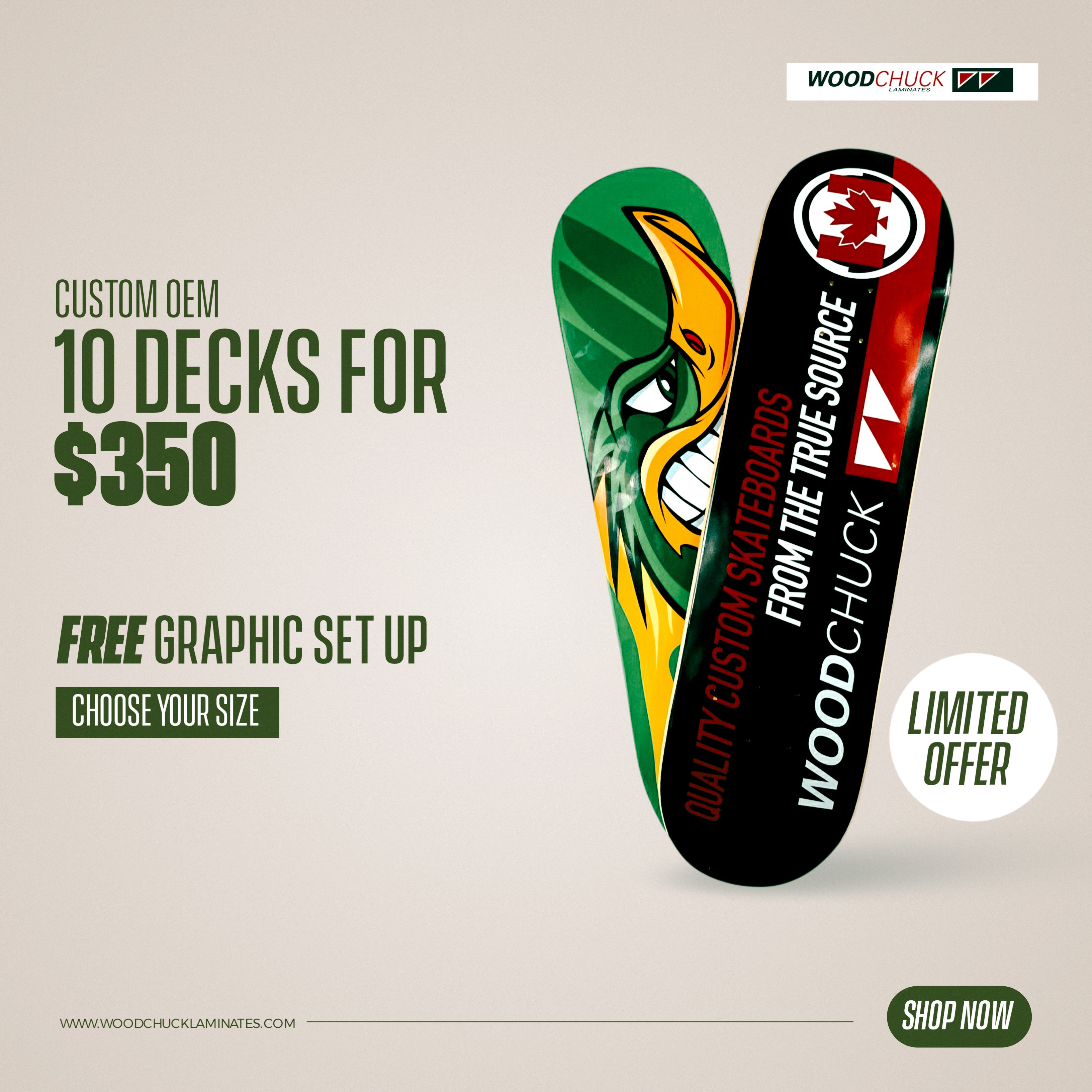 10X Custom OEM Printed Skateboards - Personalized Skateboard Deck Bulk Pack for Skaters & Retailers - Perfect for Gifts, Events & Brand Promotion