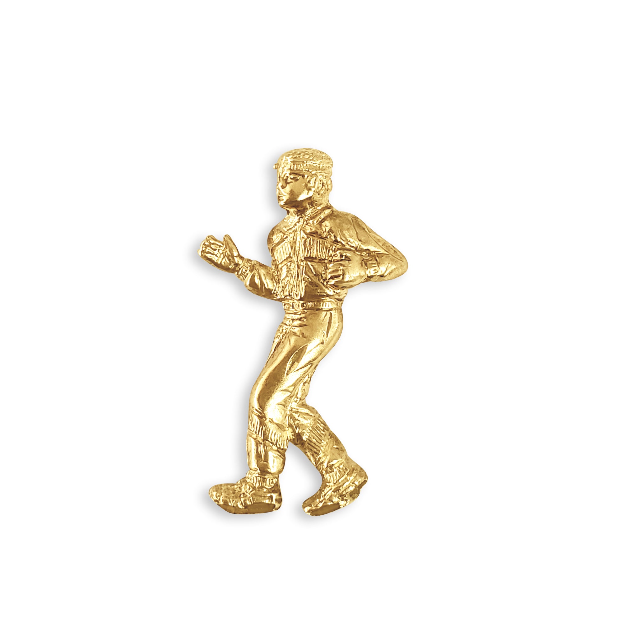 14K Yellow Gold Running Man Pendant Necklace with Diamond Cuts - Perfect for Sports Enthusiasts, Athletes & Fitness Lovers
