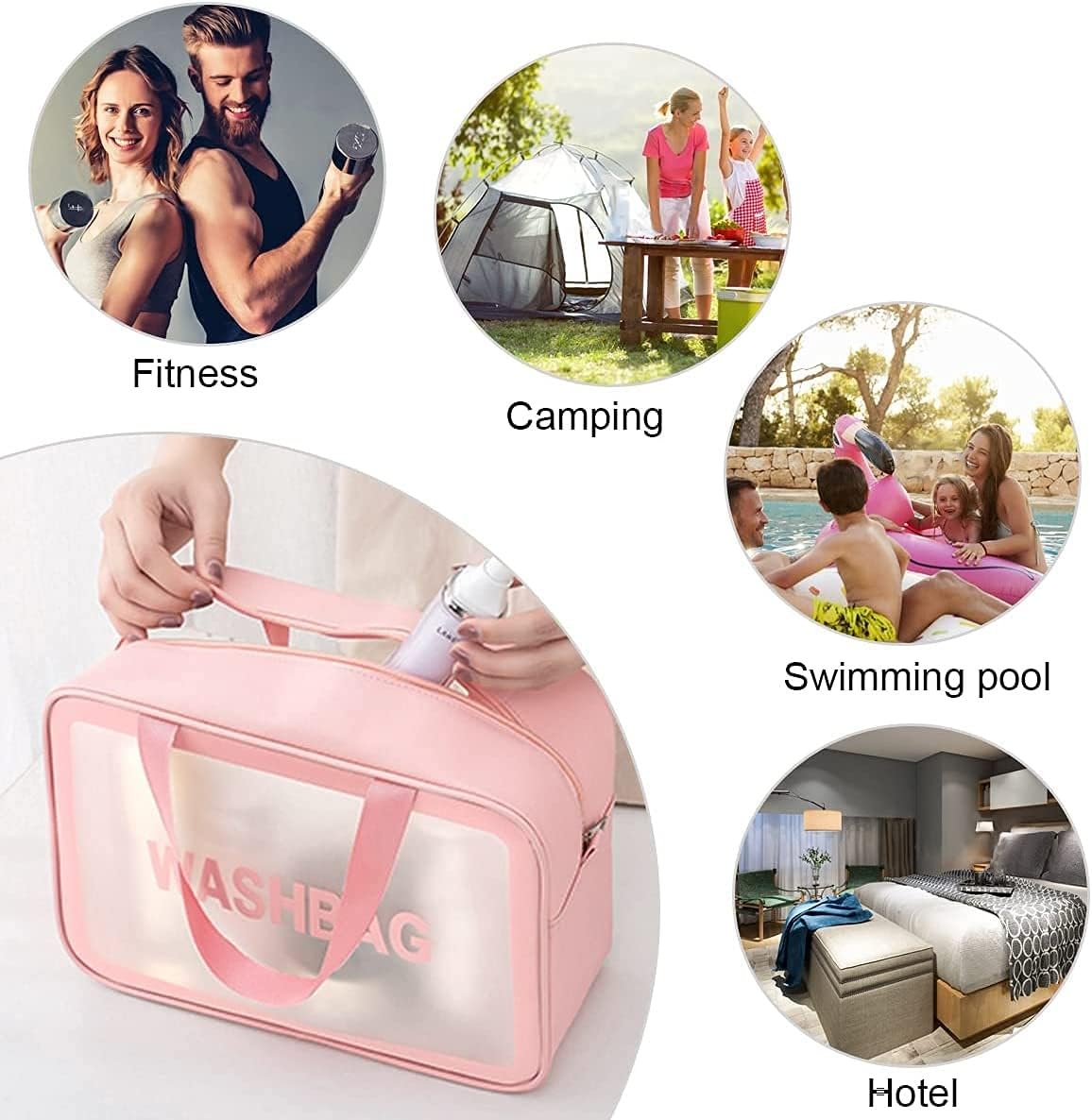 CPD Empire Multipurpose Travel Makeup Pouch Set - Waterproof PVC Cosmetic Organizer Bag with Zipper, Portable Toiletry Bag for Women & Girls (Pink) - Perfect for Travel, Gym, Beach & Daily Essentials Storage