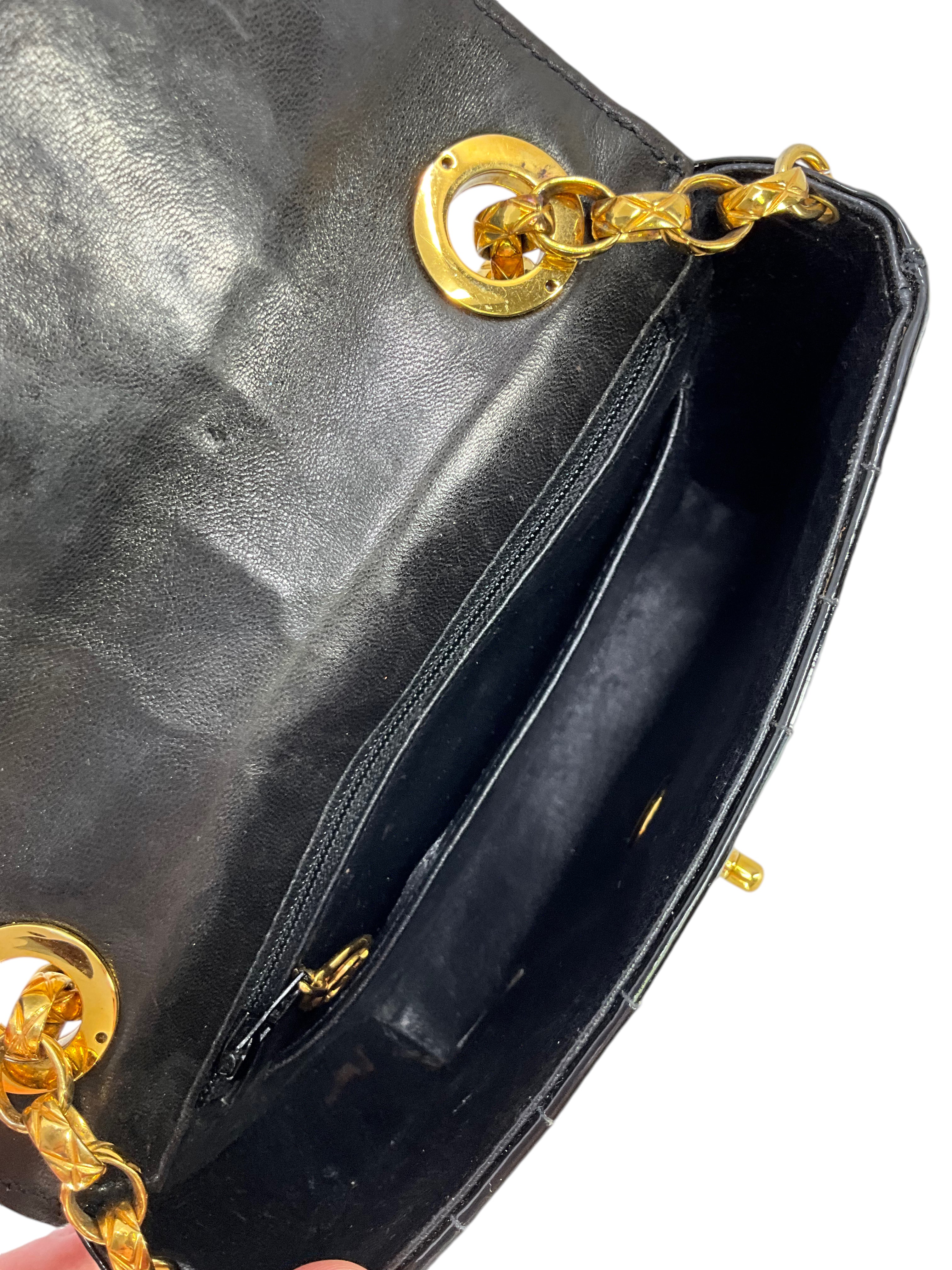 Vintage CHANEL Patent Leather Vertical Quilted Mini Classic Flap Bag - Luxury Crossbody Purse for Women, Perfect for Date Night & Special Occasions