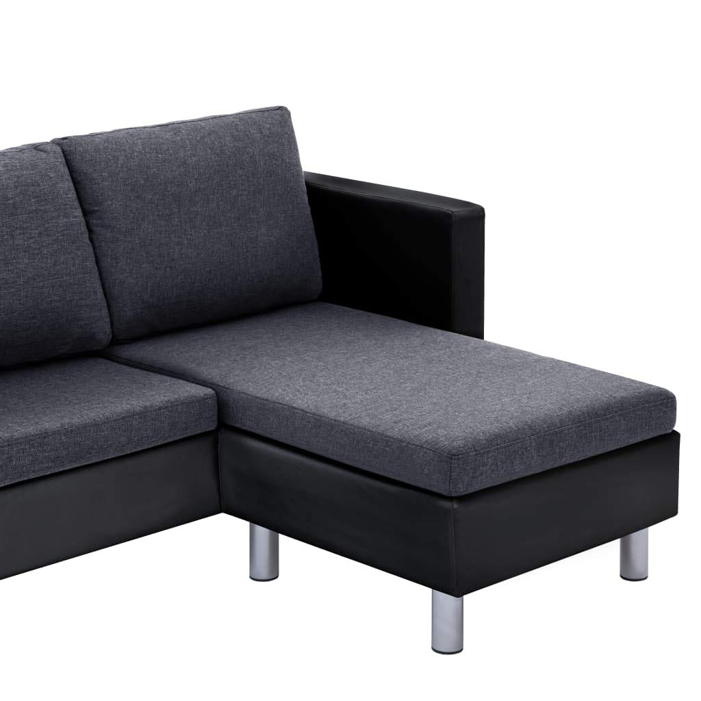 3-Seater Sofa with Cushions - Black Faux Leather Modern Loveseat for Living Room, Apartment or Office - Perfect for Small Spaces, Home Theater & Guest Seating