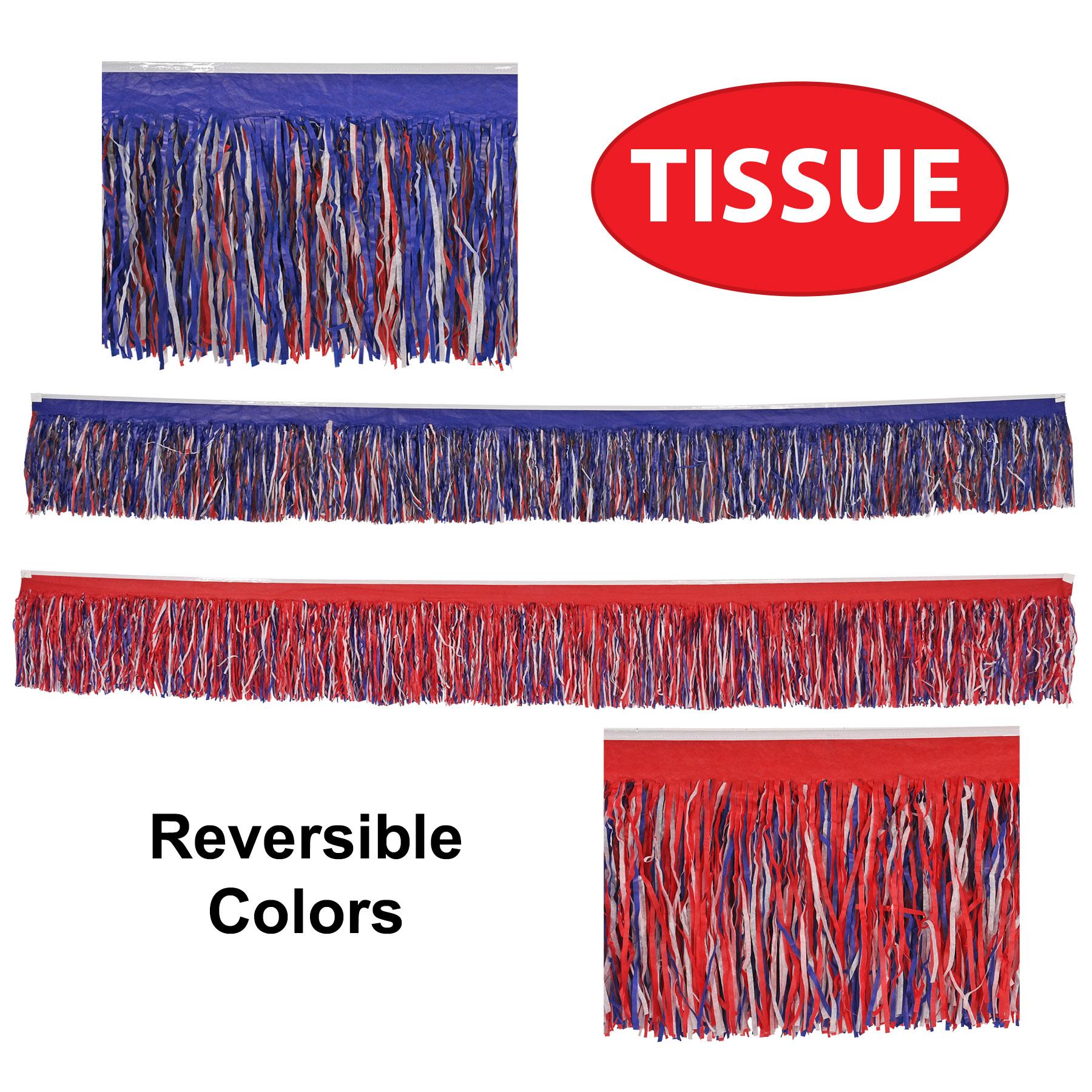 12-Pack Beistle 6-Ply Tissue Fringe Party Decorations - Red, White & Blue Patriotic Streamers for 4th of July, Memorial Day & Independence Day Celebrations