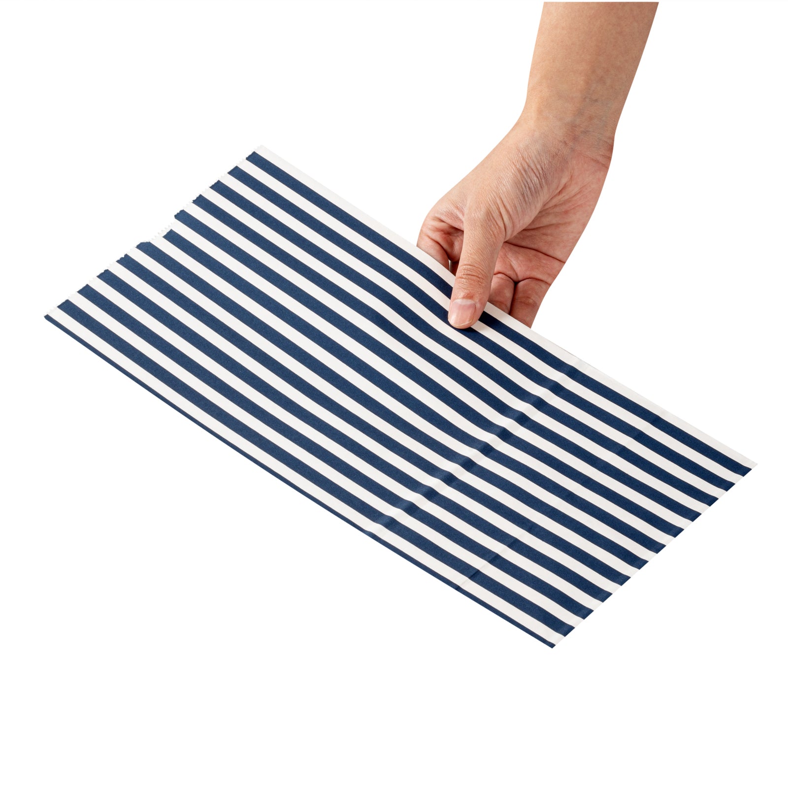 Premium Blue and White Striped Paper Bags - 8 lb Capacity, 6 x 4 x 11.75 Inches (100 Count) - Perfect for Retail Packaging, Gift Bags & Party Favors