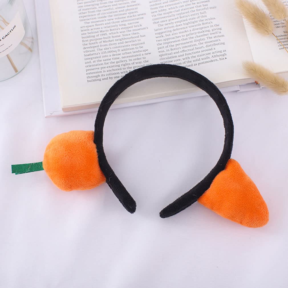 Funny Orange Carrot Headband for Women - Cute Vegetable Hair Accessory for Face Washing, Makeup & Costume Parties | Perfect for Halloween, Cosplay and Spa Days