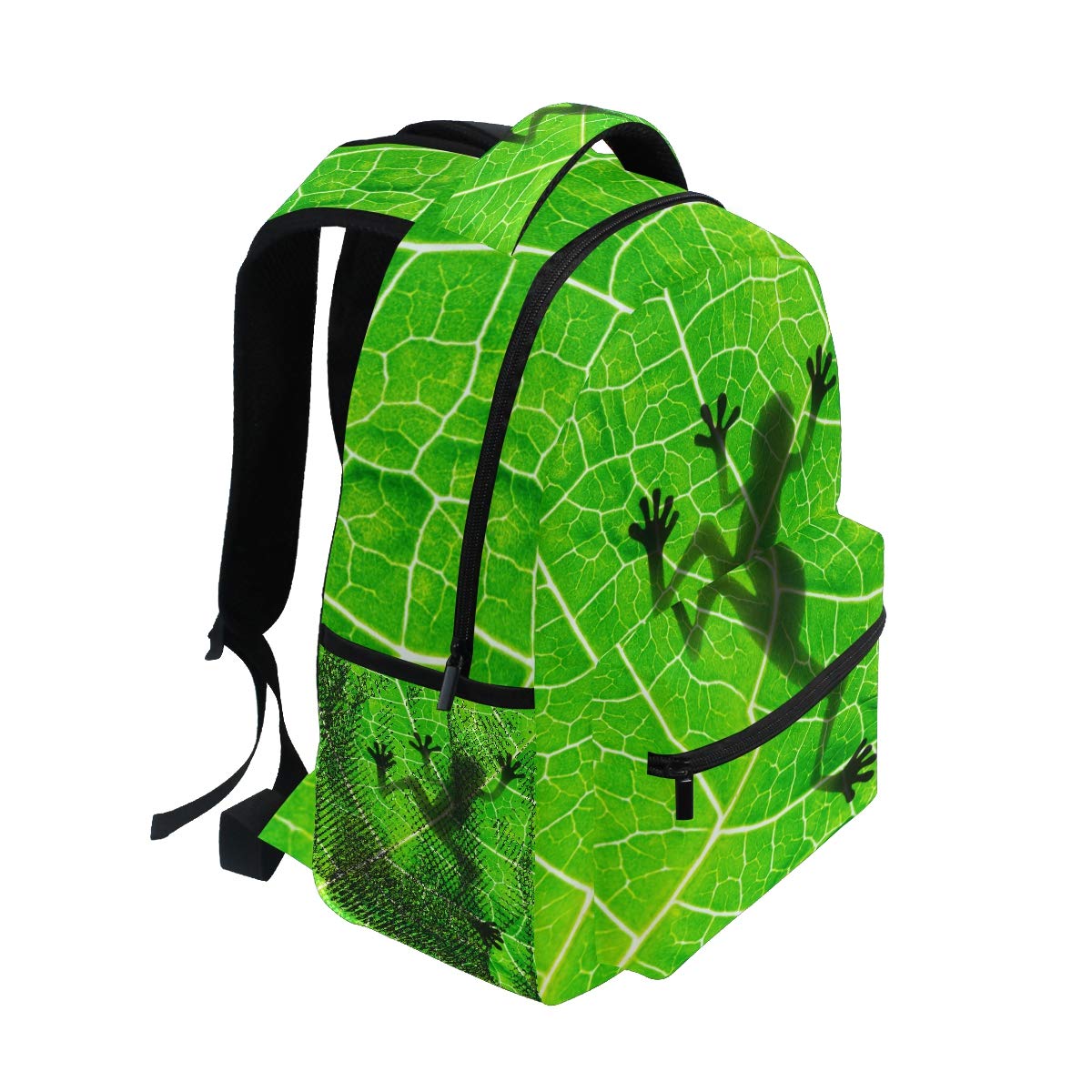 Stylish Frog Leaf Print Backpack for Adults - Durable School, College & Travel Bookbag with Zipper - Perfect for Hiking, Day Trips & Casual Use - Unisex Design for Women & Men