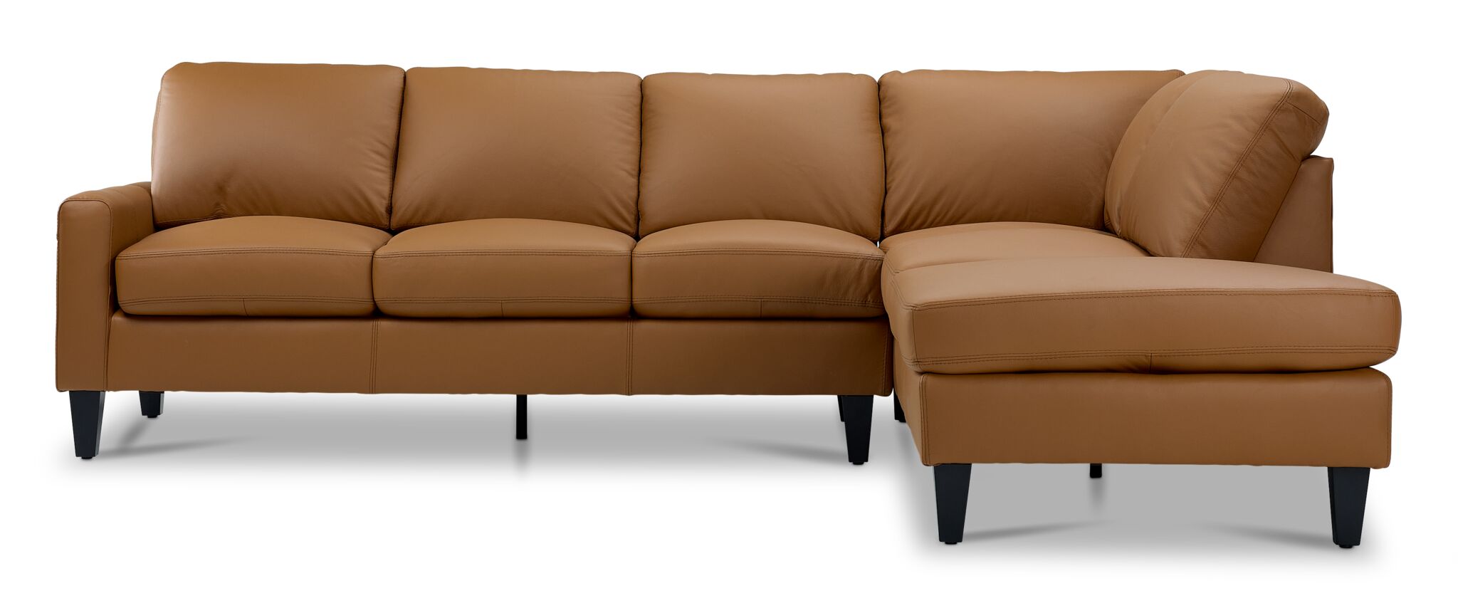 Premium Chito Leather 2-Piece Sectional Sofa with Right-Facing Chaise in Saddle Brown - Perfect for Living Room, Family Room & Home Theater Comfort