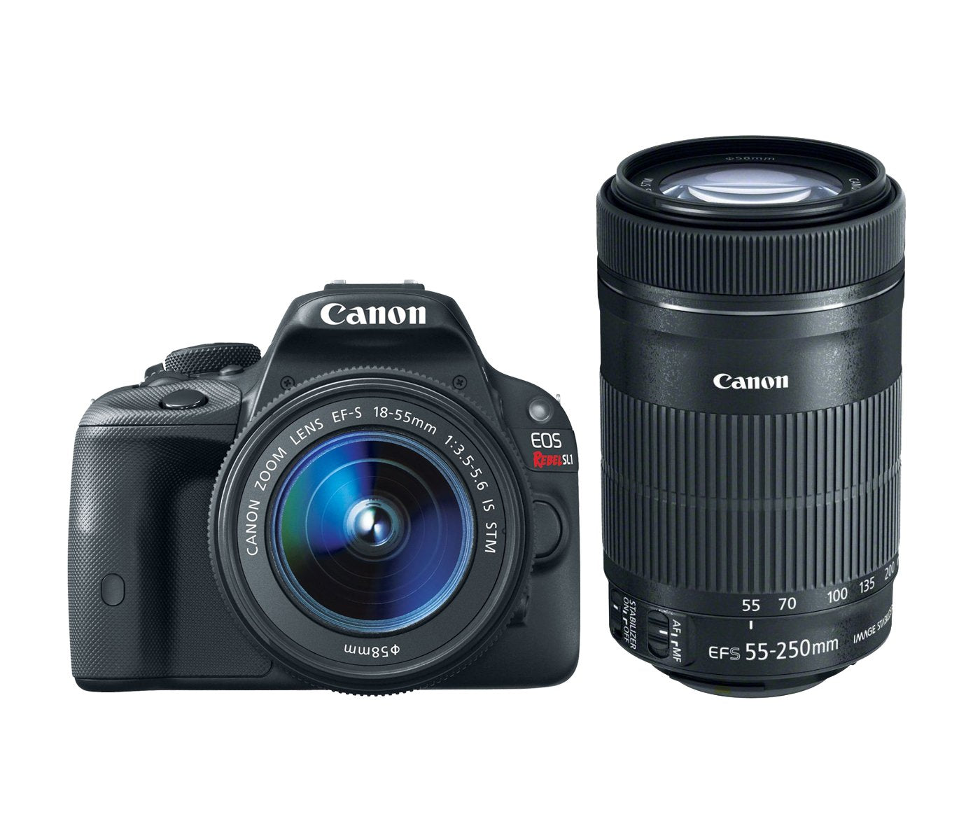 Canon EOS Rebel SL1 DSLR Camera with 18-55mm & 55-250mm STM Lenses Kit - Perfect for Travel, Portrait & Wildlife Photography