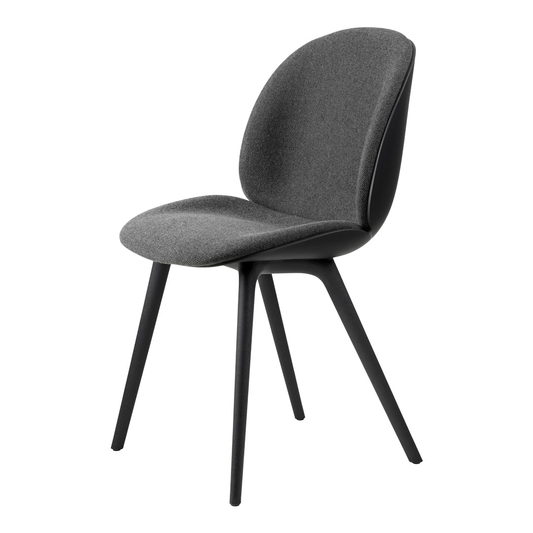 Modern Beetle Dining Chair with Front Upholstery & Sturdy Plastic Base - Monochrome Design for Kitchen, Dining Room or Office