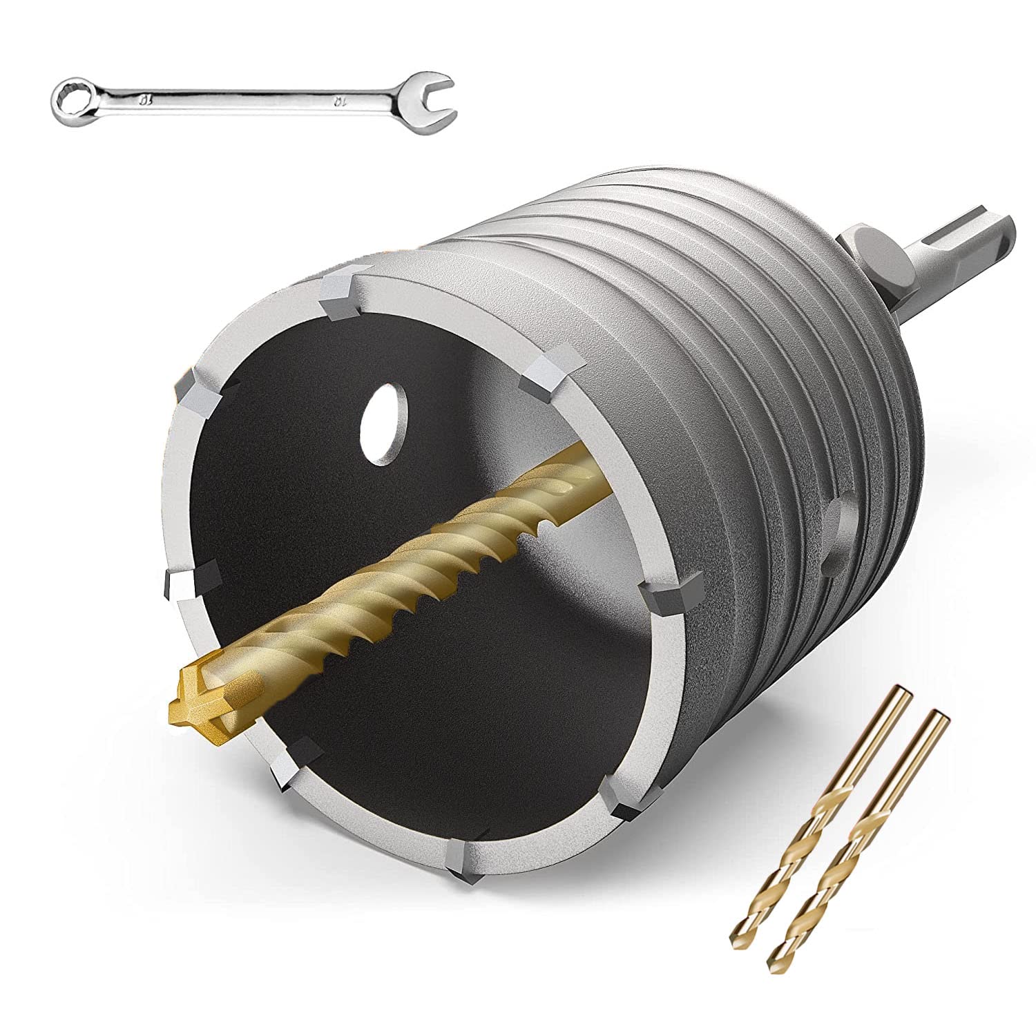 50mm Concrete Hole Saw with 200mm SDS Plus Shank - Tungsten Alloy Teeth Drill Bit for Concrete, Cement, Stone & Brick Walls - Perfect for Plumbing, Electrical Work and Construction Projects