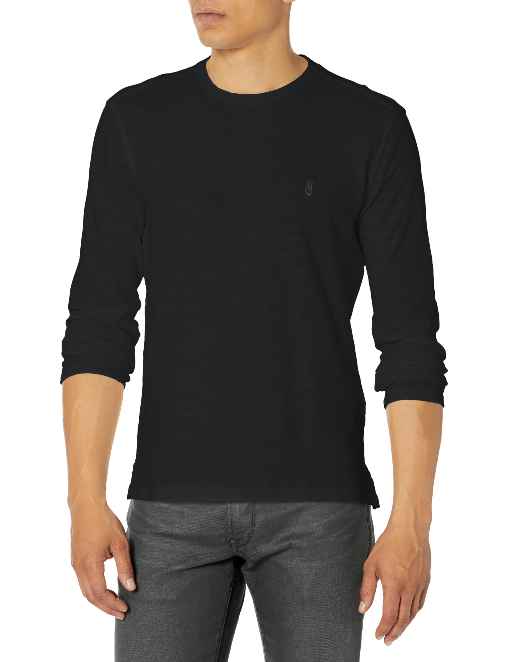 John Varvatos Men's Marlow Long Sleeve Crew Neck T-Shirt - Soft Cotton Casual Tee for Everyday Wear, Work & Weekend Outfits