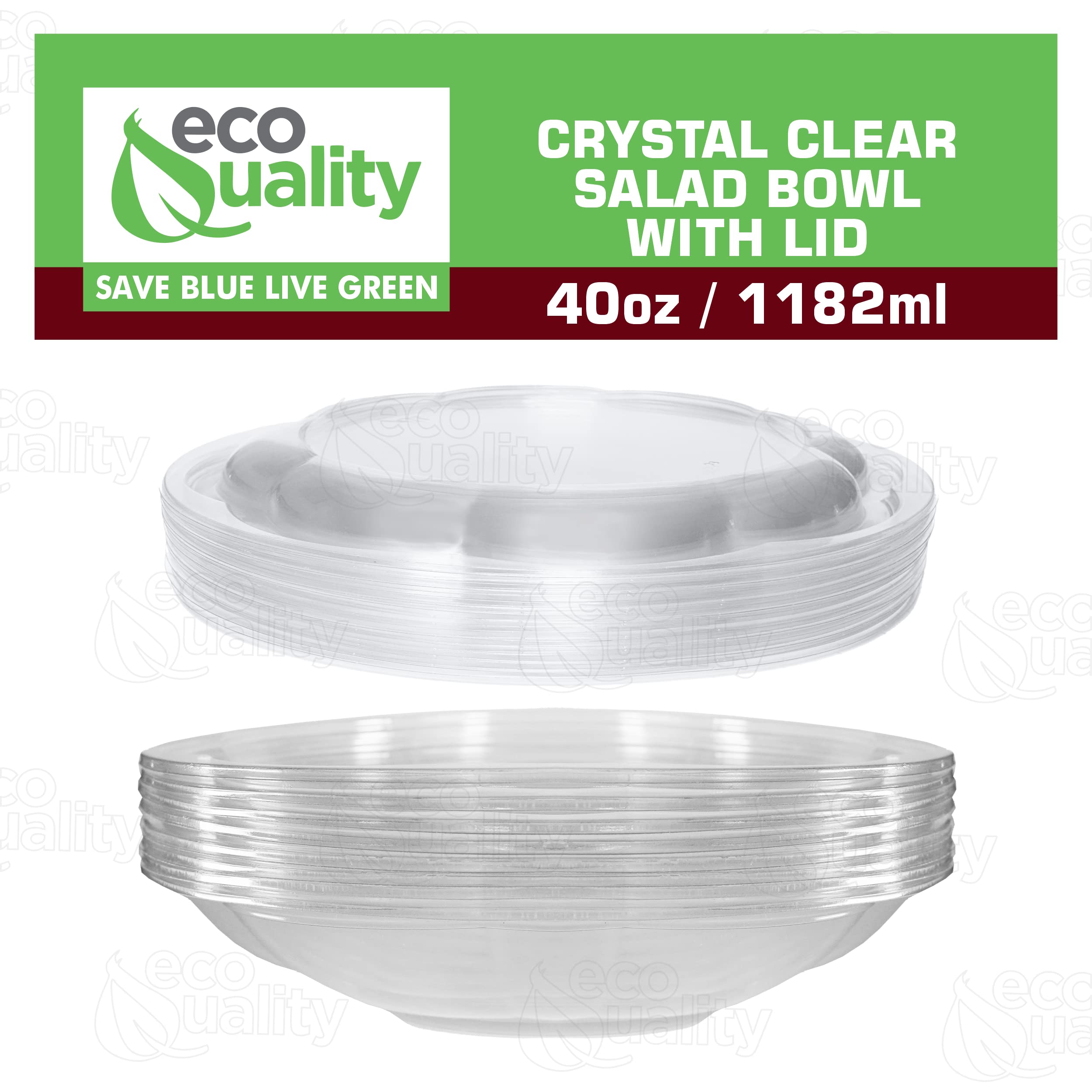 40oz Clear Plastic Salad Bowls with Lids - Disposable Airtight Food Containers for Lunch, Meal Prep, Salads, Fruits, Parfait | Leakproof & Fresh | Bulk Pack of 150 | Perfect for Office Lunch, Picnics, Parties & Takeout