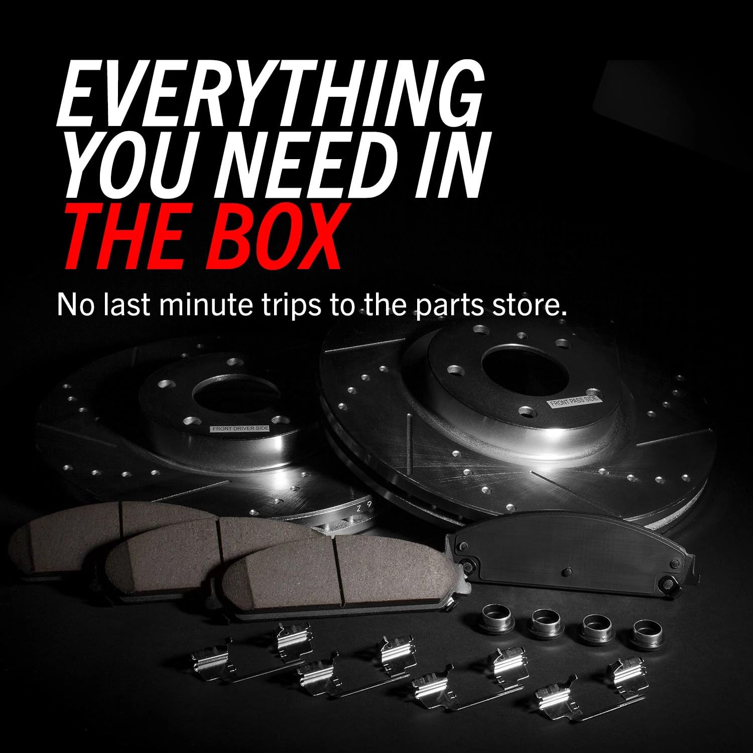 Power Stop K5213 Rear Z23 Carbon Fiber Brake Pads & Drilled Slotted Rotors Kit - High Performance Braking System for Trucks, SUVs & Performance Cars