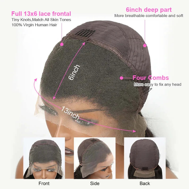 13x6 HD Lace Front Wig with 200% Density - Natural Black Straight Hair Frontal Wig for Women - Perfect for Daily Wear, Parties & Special Occasions