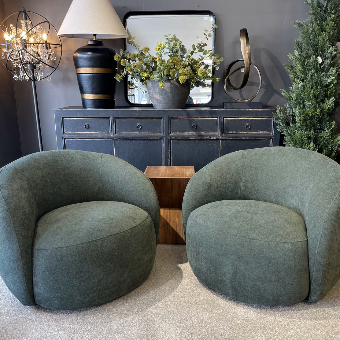 Carter Swivel Chair with Moss Green Upholstery - Modern Office Chair with 360-Degree Rotation - Perfect for Home Office, Study Room & Workspace