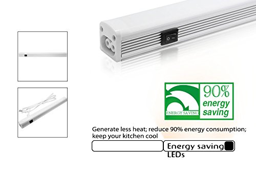 Extendable 6W LED Under Cabinet Lighting Fixture - 110V Warm White 3000K - 72 LEDs with 120° Beam Angle - Aluminum Housing for Kitchen, Bathroom, Closet & Accent Lighting - Perfect for Task Lighting and Home Decoration