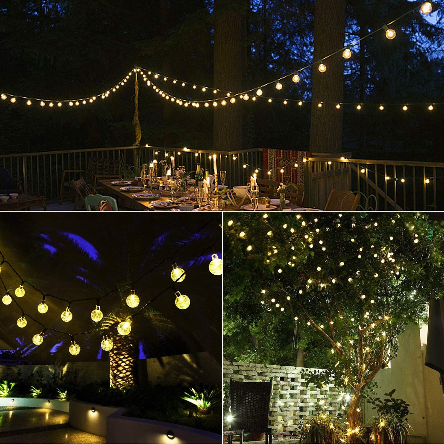 50 LED Crystal Globe Solar String Lights - 23FT Super Bright Waterproof Outdoor Solar Lights for Garden, Patio, Balcony, Party & Wedding Decor (Warm White) | Perfect for Backyard, Landscape Lighting & Evening Ambiance