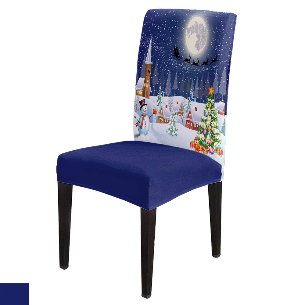 6-Piece Stretch Dining Chair Covers Set - Elastic Fitted Seat Protectors for Kitchen, Office & Home Furniture - Christmas & New Year Themed with Colorful Ball Bell Design
