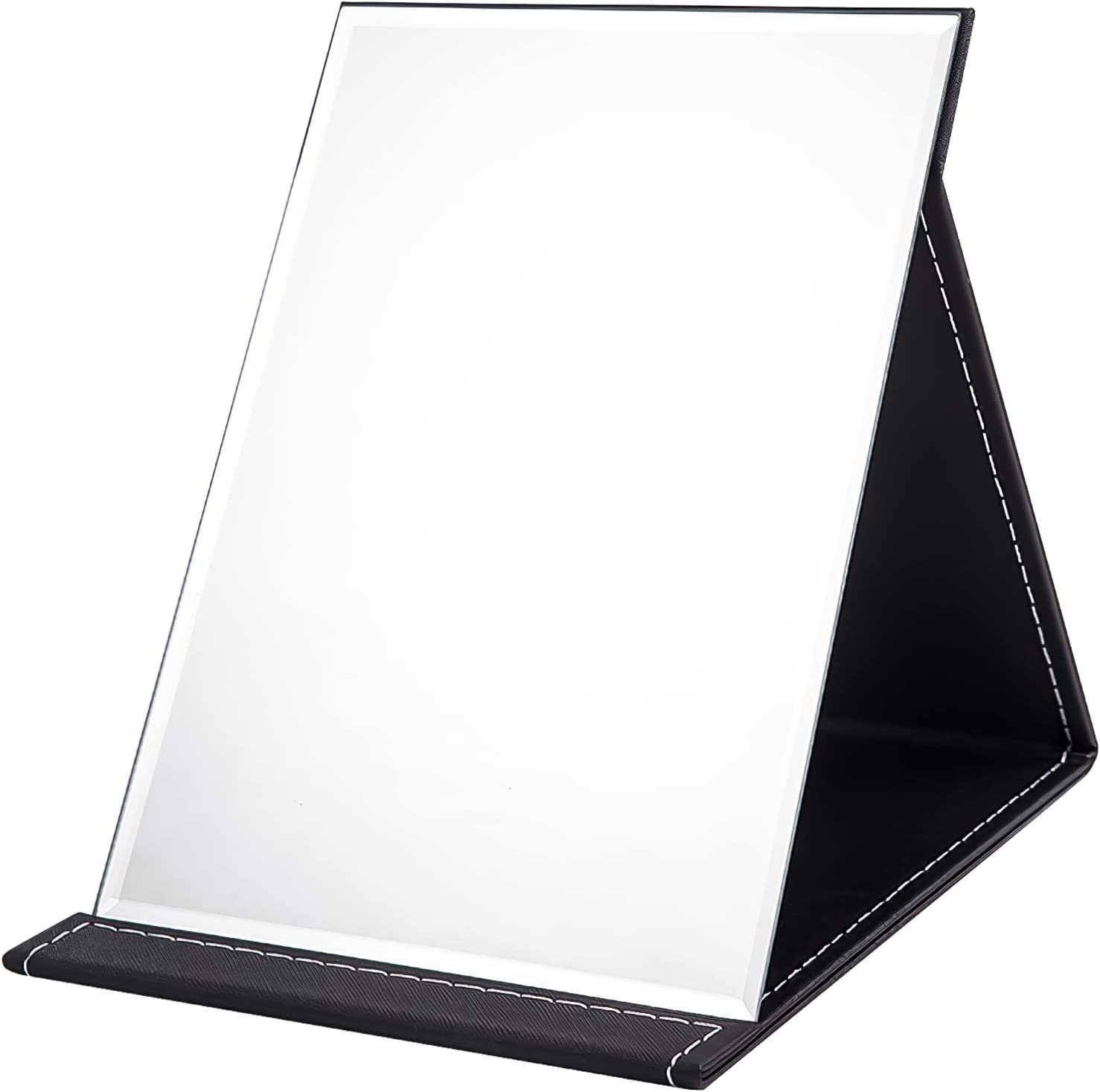 YELONA Portable Folding Makeup Mirror - PU Leather Vanity Mirror for Desk, Travel & Camping