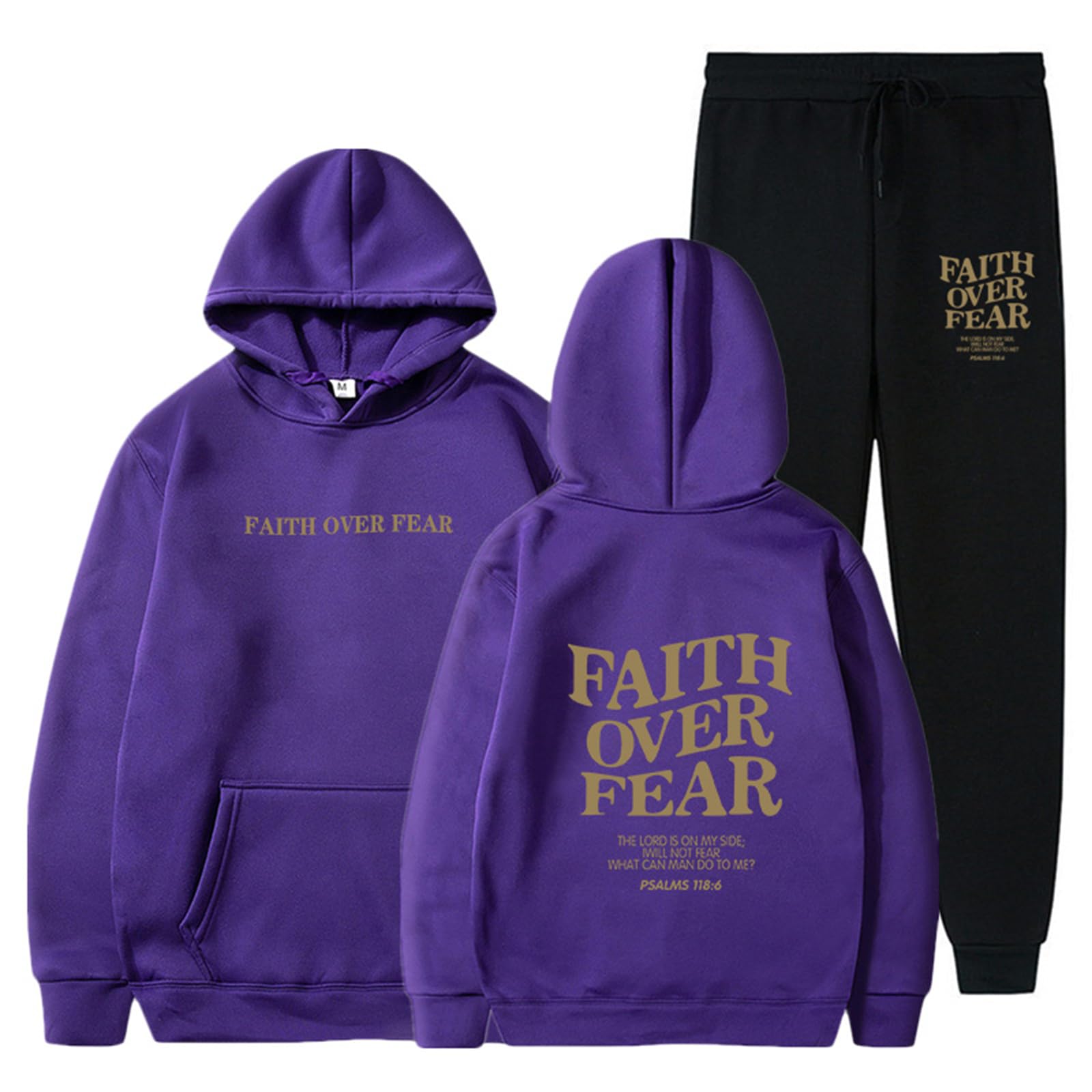 Jesus Loves You Sweatpants - Faith Over Fear Hoodie & Jogger Set for Men & Women | Y2K Tracksuit for Church, Gym & Casual Wear