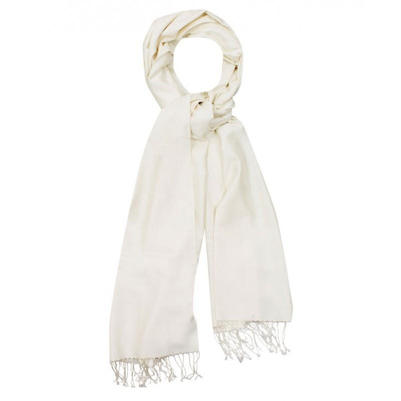 Aker Double Sided Silk Shawl Scarf - Ivory for Women | Lightweight Summer Wrap | Perfect for Weddings, Parties & Evening Events