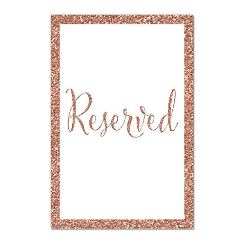 Rose Gold Glitter Wedding Signs 4x6in - Reserved Decor for Parties