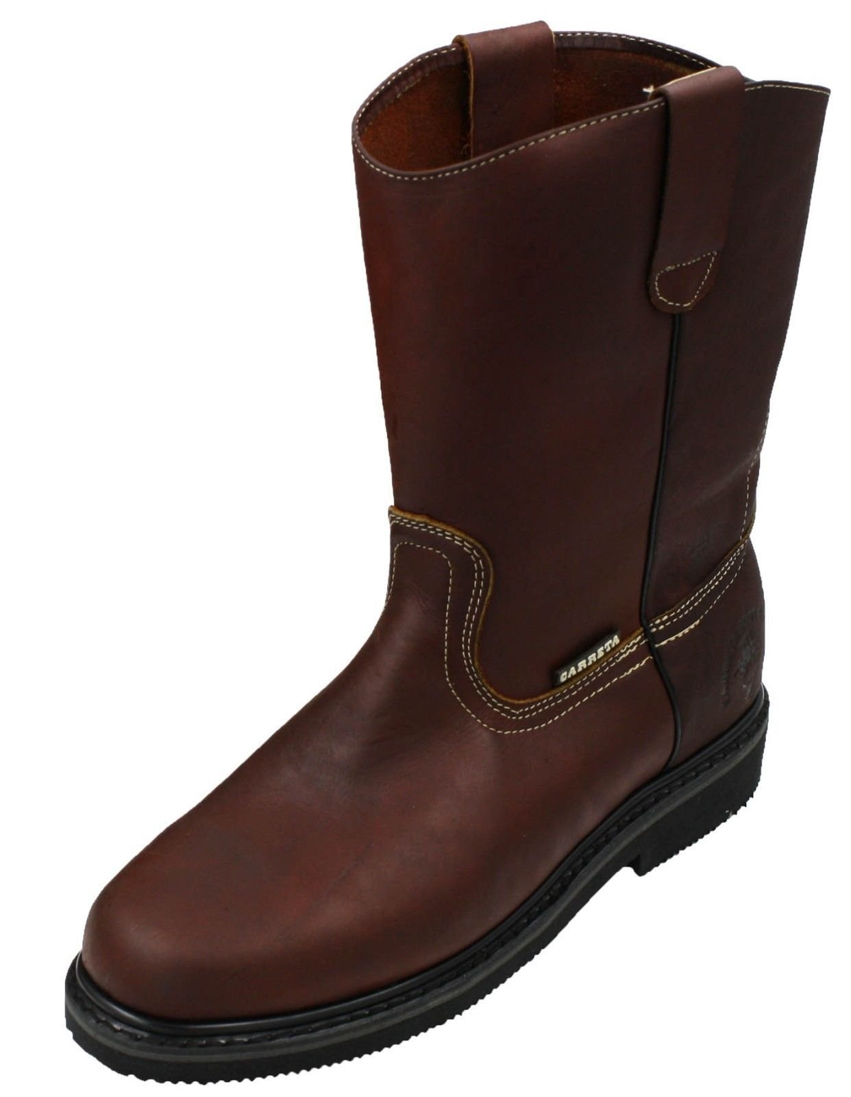 Men's Slip Resistant Leather Work Boots - Oil & Waterproof Pull On Boots for Construction, Landscaping & Outdoor Work