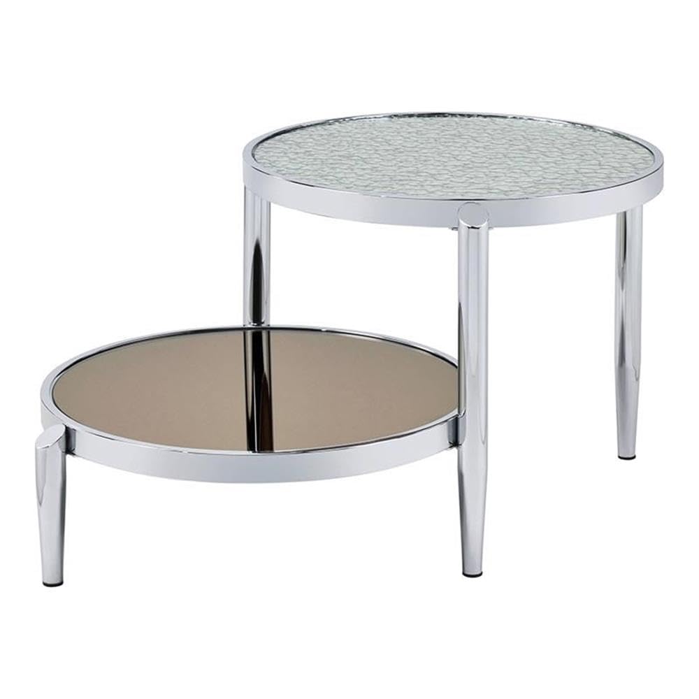 Acme Abbe Modern Glass and Chrome Coffee Table - Stylish Living Room Centerpiece for Home Decor