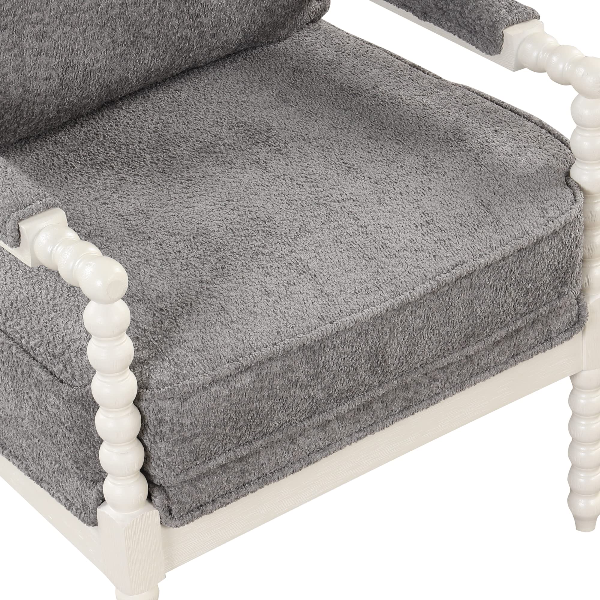 Modern Velvet Accent Chair with Ottoman - Tufted Armchair with Footrest, Lounge & Reading Chair for Small Spaces - Living Room, Bedroom, Office Decor (White + Gray 009) | Cozy Seating for Relaxing, Reading & Entertaining Guests