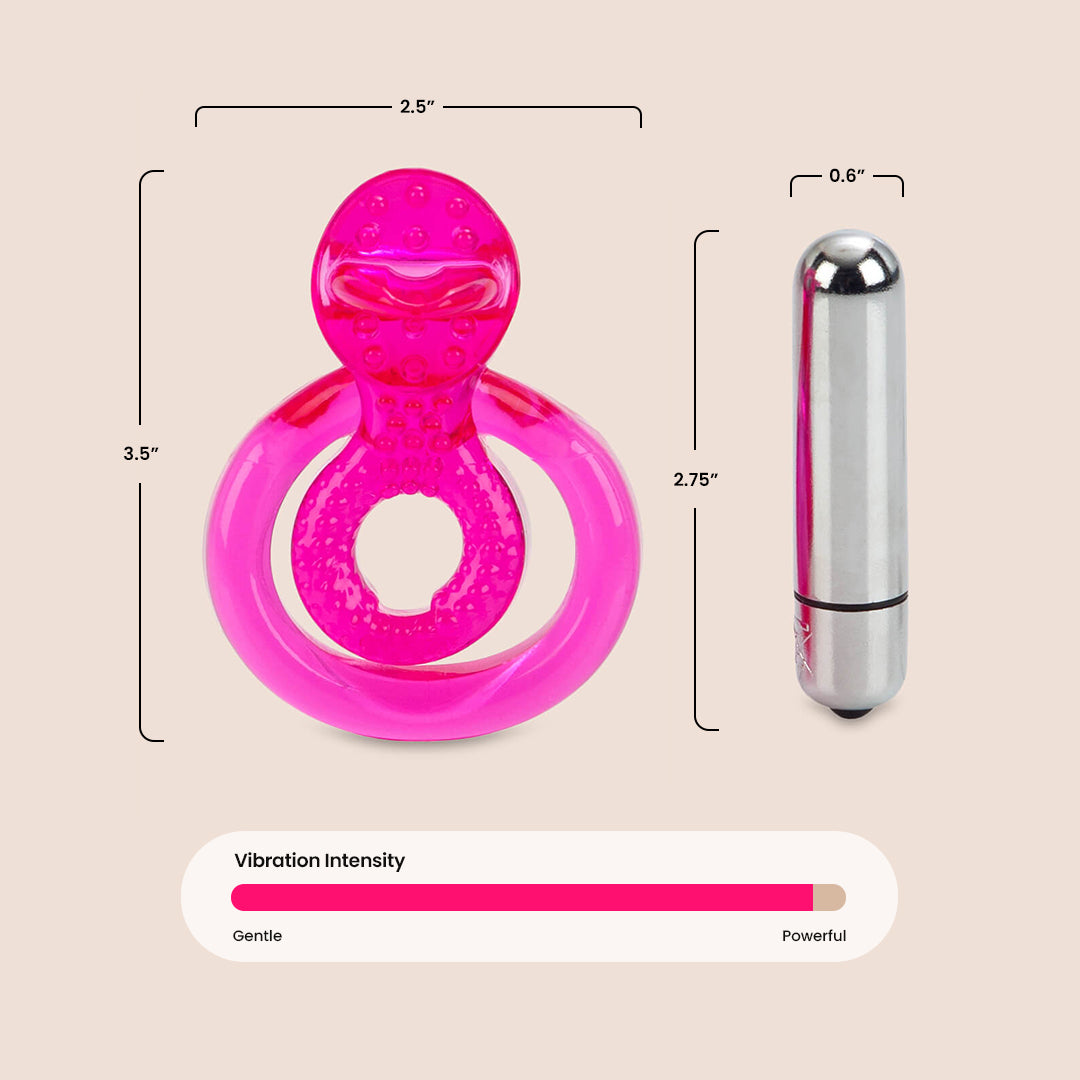 CalExotics Dual Clit Flicker™ - Rechargeable Vibrating Cock Ring for Couples | Pleasure Enhancer for Men & Women | Perfect for Foreplay, Solo Play & Spicing Up Intimacy