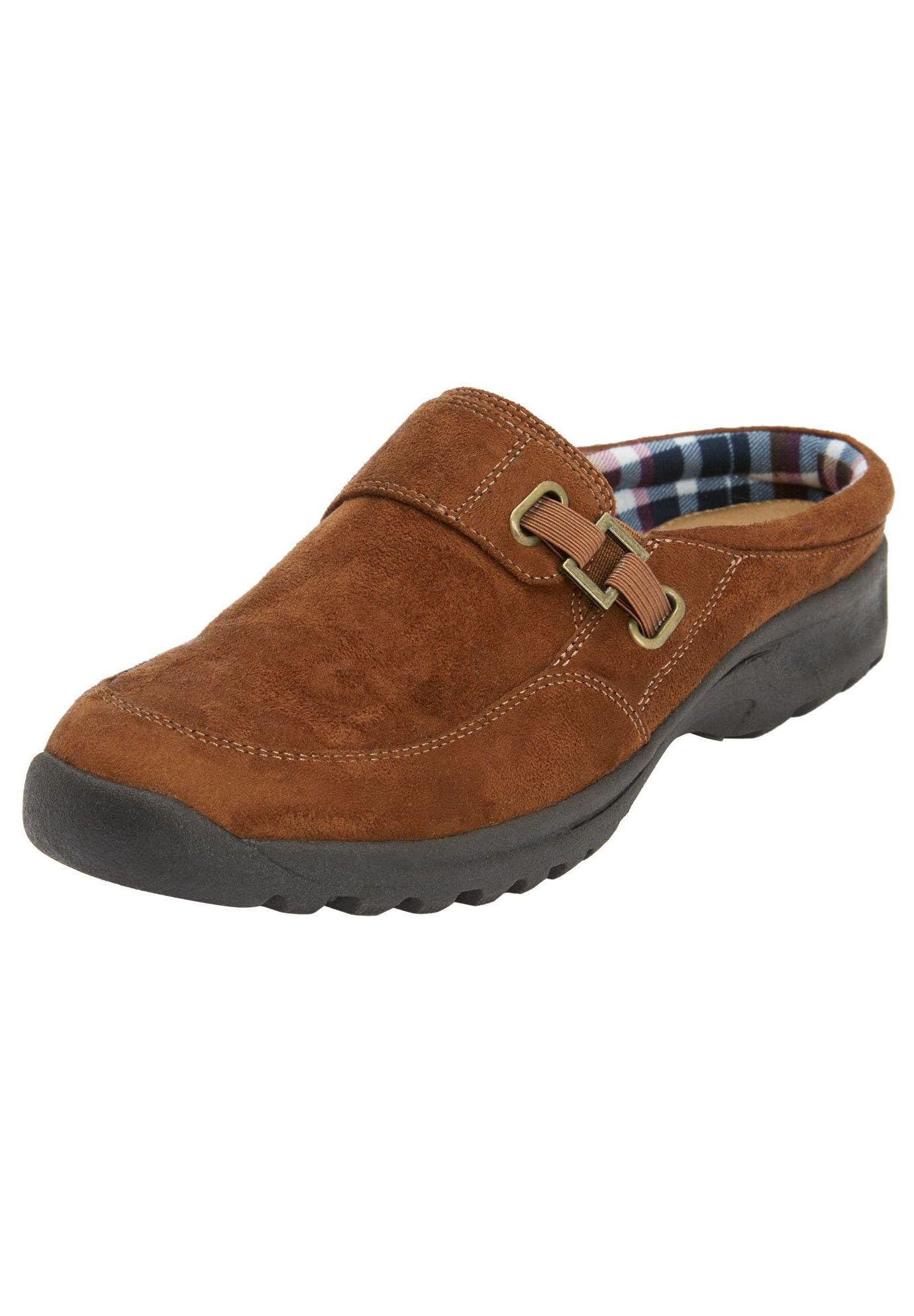 Comfortview Women's Wide Width Joy Mule Slippers - Soft Memory Foam House Shoes for Relaxing at Home, Lounging & Comfort Wear