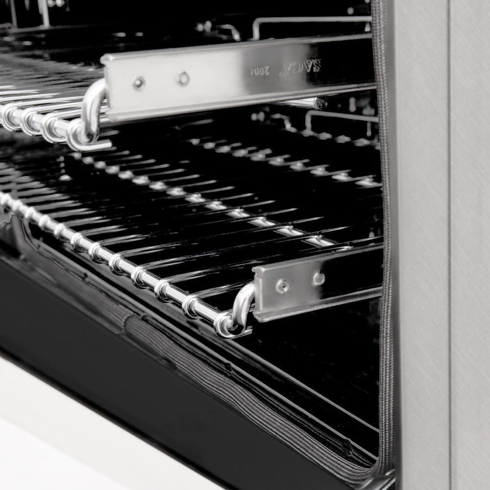 ZLINE 24 Inch 2.8 cu ft Dual Fuel Range - 4 Burner Gas Cooktop & Electric Convection Oven - Satin Stainless Steel with White Matte Door (RAS WM 24) - Perfect for Modern Kitchens & Professional Cooking