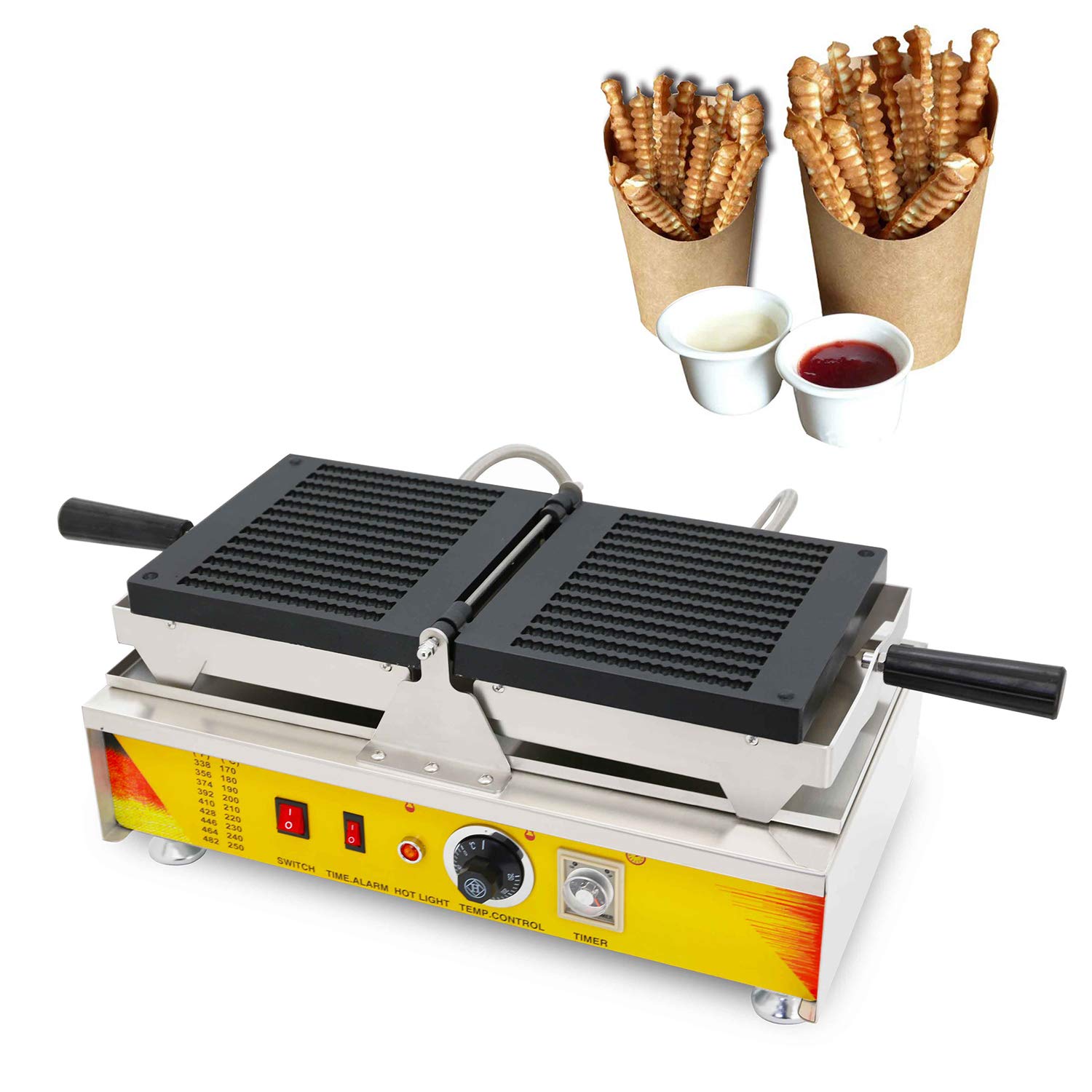 French Fries Shaped Waffle Maker - 110V Commercial Waffle Machine for Crispy Stick Waffles & Biscuits | Perfect for Breakfast, Snacks, Cafes & Restaurants