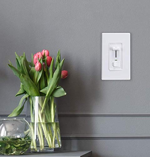 Cloudy Bay Wall Dimmer Switch with Green LED Indicator - 600W Max, 3-Way/Single Pole Dimmable for LED/CFL/Incandescent Lights - Includes White Cover Plate (10-Pack) - Perfect for Bedrooms, Living Rooms & Home Lighting Control