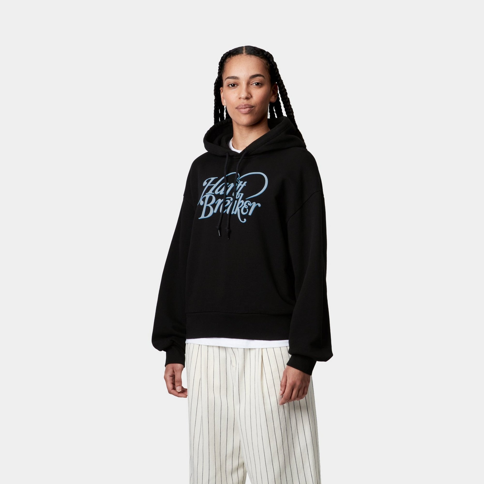 Women's Hooded Heartbreaker Sweatshirt - Soft Fleece Pullover with Front Pocket | Black | Cozy Casual Wear for Fall & Winter
