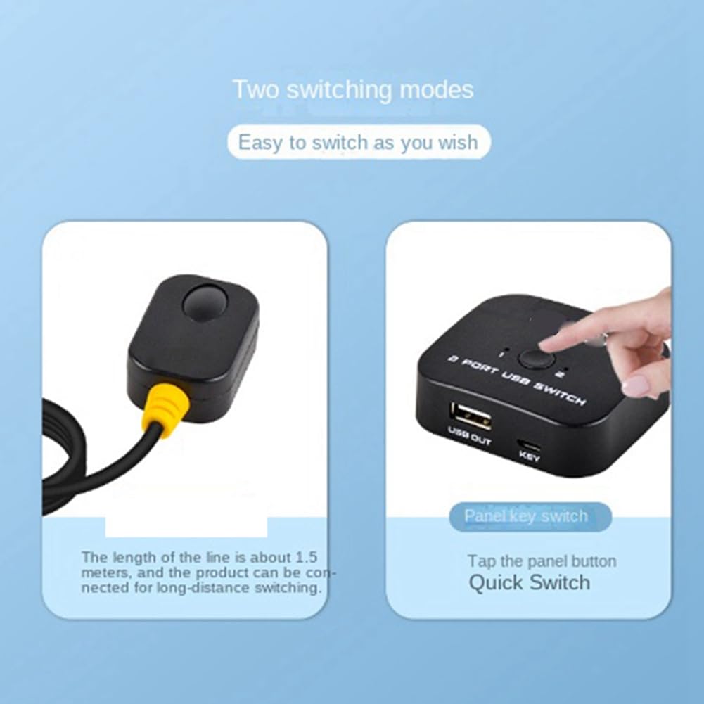 HALIYY USB KVM Switch Adapter - 4 Port USB 2.0 Peripheral Switcher for Keyboard, Mouse, Printer Sharing Between 2 Computers | Perfect for Home Office, Gaming & Multi-PC Setup