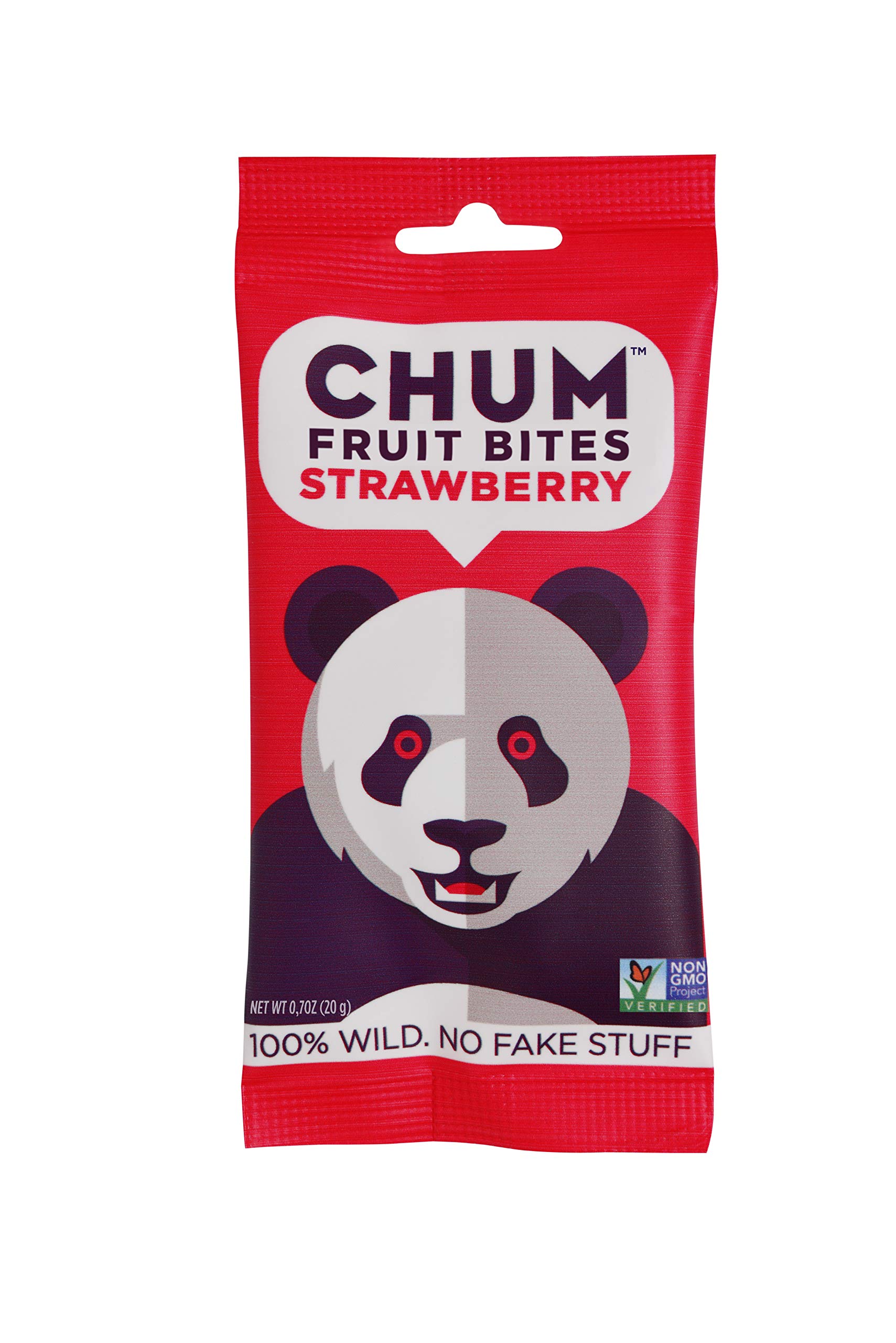 Chum Fruit Bites - Strawberry Flavor Vegan Fruit Snacks | Non-GMO, Kosher & Gluten Free | 0.7oz (12 Pack) | Healthy On-The-Go Snack for Kids & Adults