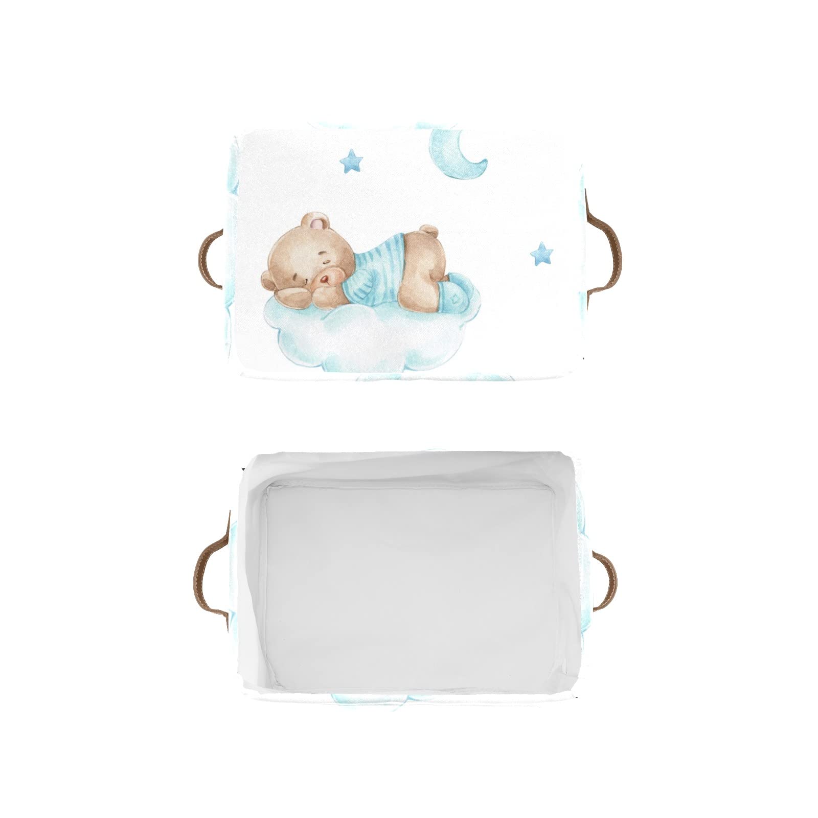 Personalized Teddy Bear Storage Bins - 4 Pack Custom Organizer Baskets with Handles for Nursery, Toys & Clothes | Perfect for Kids' Room Organization & Home Decor