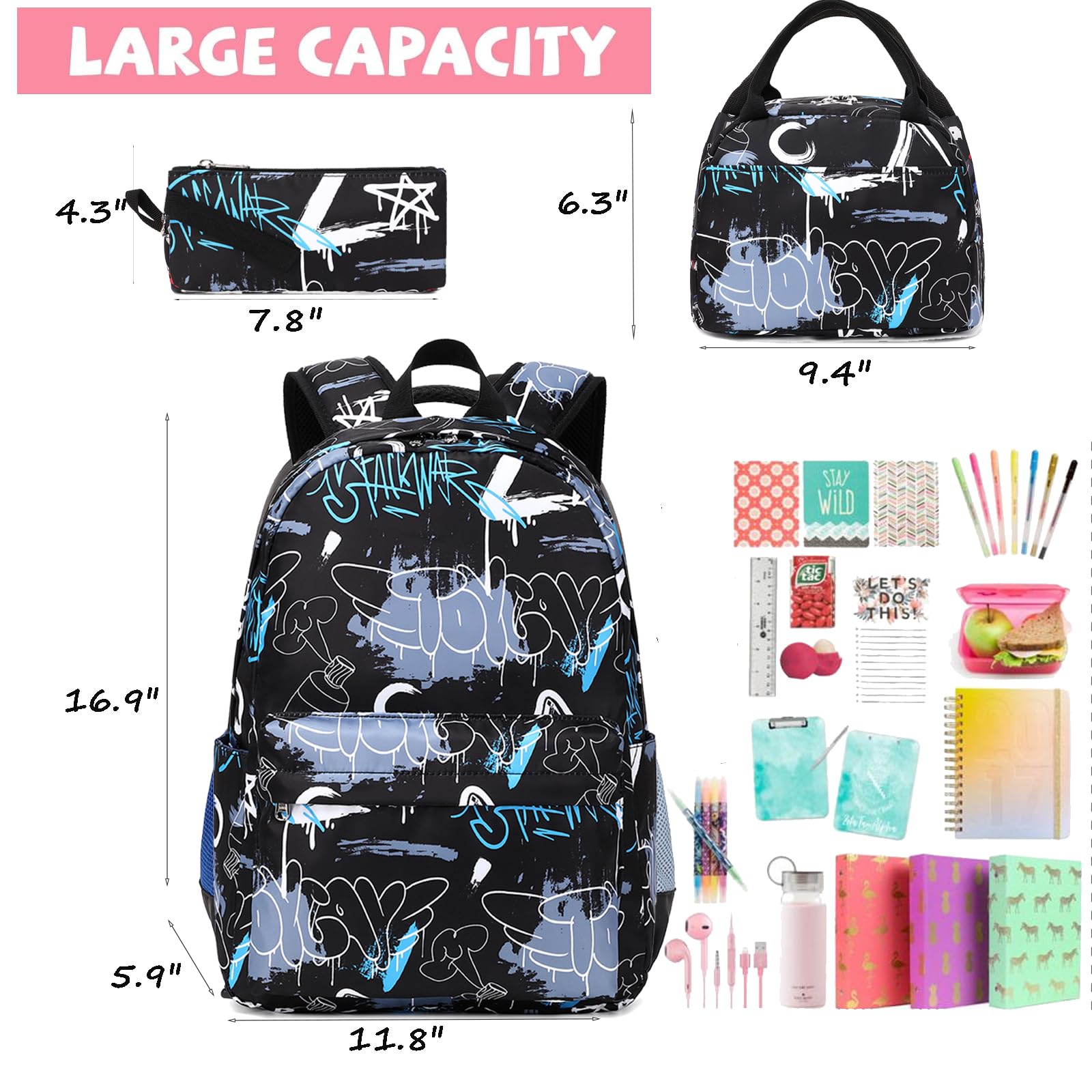Jumpopack Stylish Backpack for Girls - Durable School Bag with Lunch Box, Perfect for Teen Girls - Ideal for School, Travel, and Daily Use