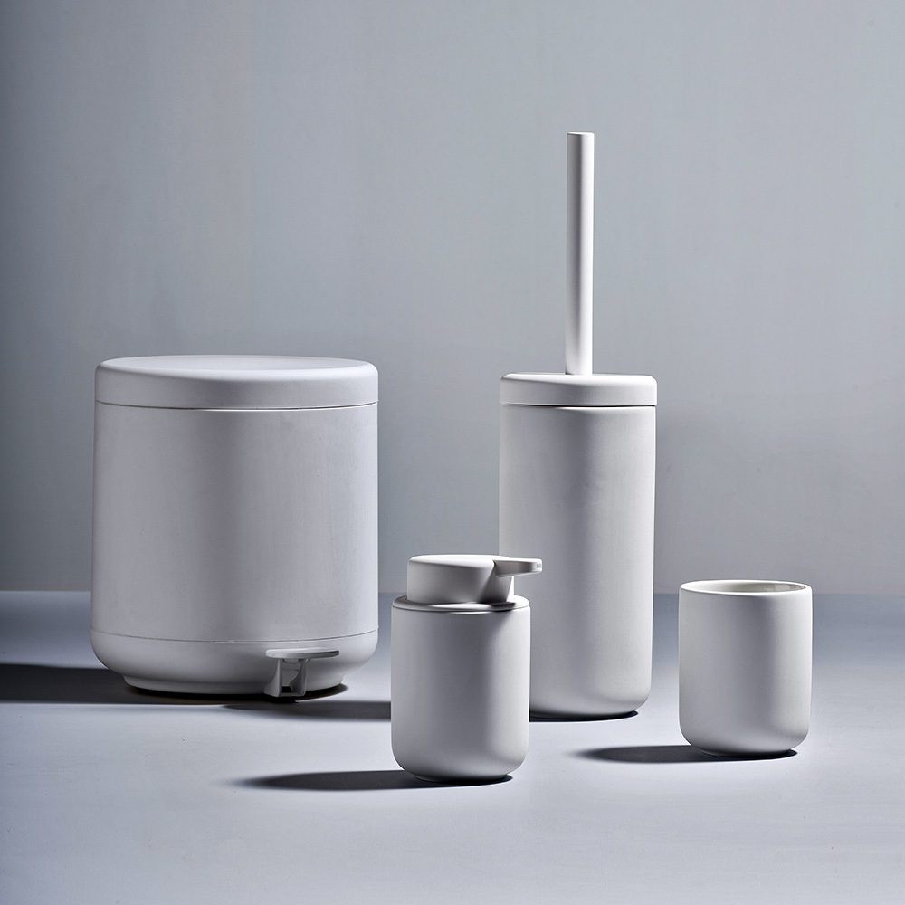 ZONE DENMARK Ume Tumbler & Toothbrush Holder - Soft Grey Bathroom Organizer for Modern Home Decor | Perfect for Countertop Storage in Bathroom, Kitchen, or Vanity