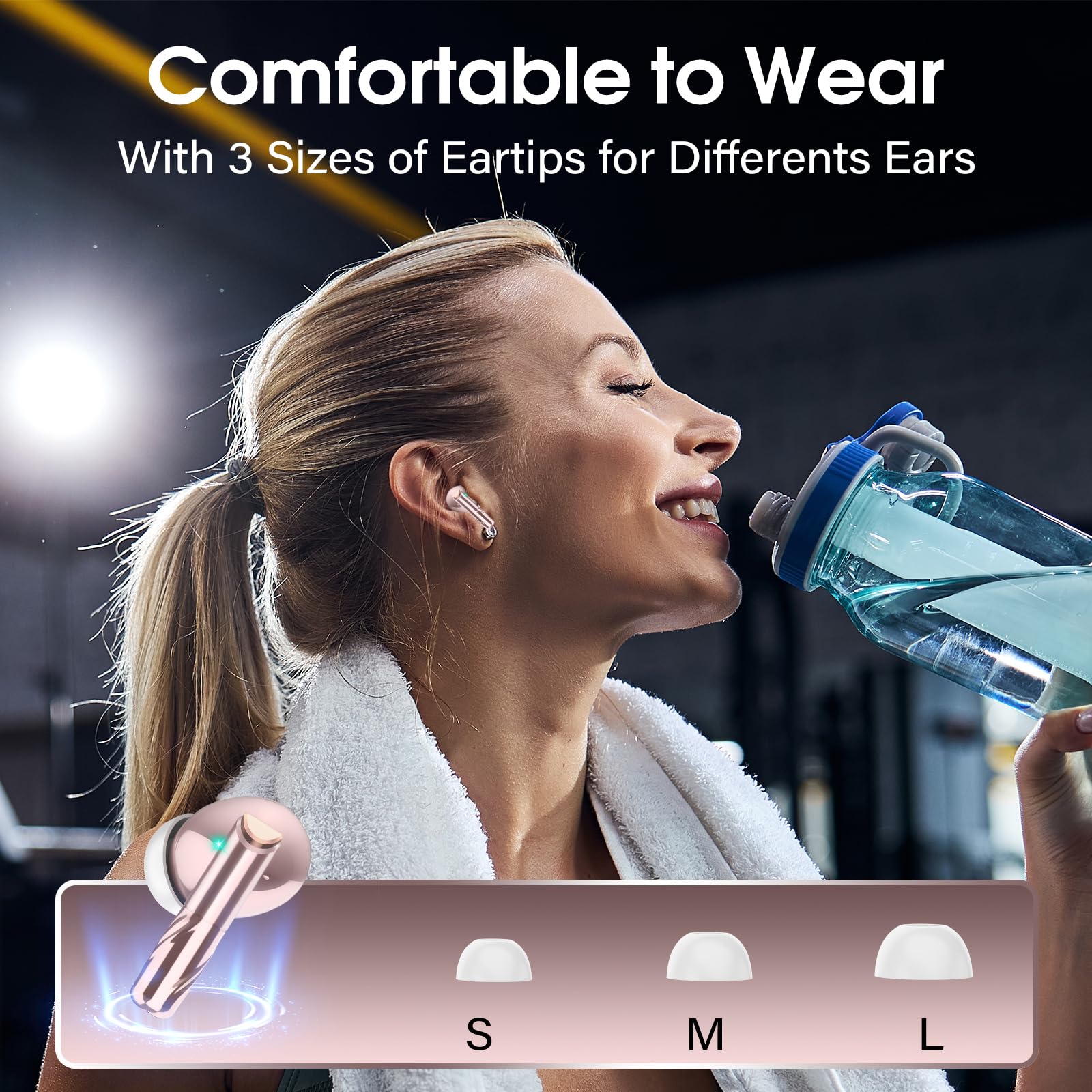 Premium Bluetooth 5.4 Earbuds with ENC Noise Cancelling & 48H Playback - IPX7 Waterproof Wireless Headphones for iOS/Android (Rose Gold) - Perfect for Gym & Commuting