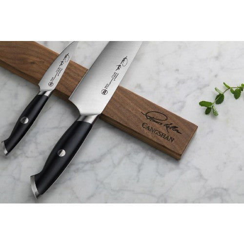 Cangshan TK Series 1023862 Walnut Magnetic Knife Bar - Premium Wooden Knife Holder for Kitchen Countertop, Wall Mount Knife Storage Organizer - Perfect for Home Chefs & Professional Kitchens
