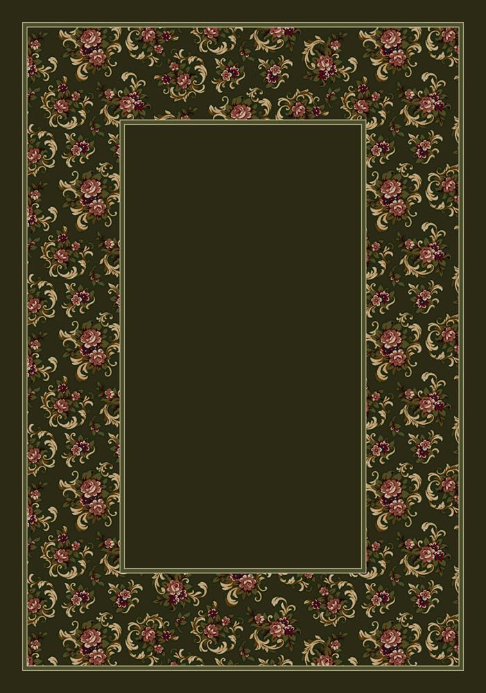 Elegant Cameo Rose Olive Area Rug 7'8