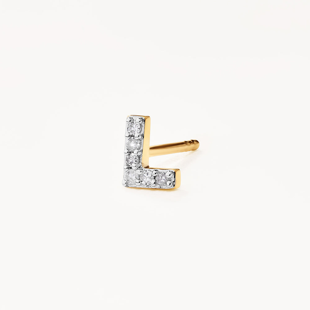 10k Gold Diamond Letter L Single Stud Earring - Elegant Initial Jewelry for Women, Perfect for Gifts, Everyday Wear & Special Occasions