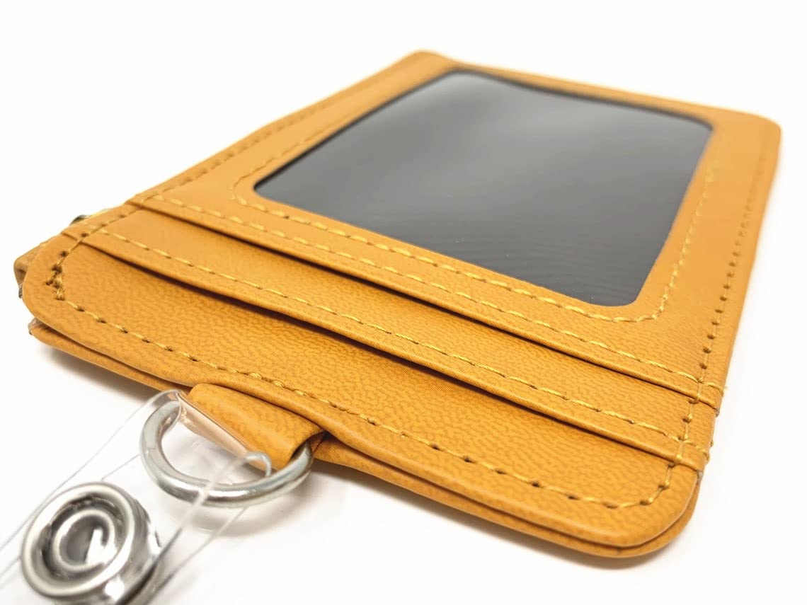 Personalized Leather Vertical ID Badge Holder with 4 Card Slots & Custom Engraving - Perfect for Office, Security, and Corporate Events
