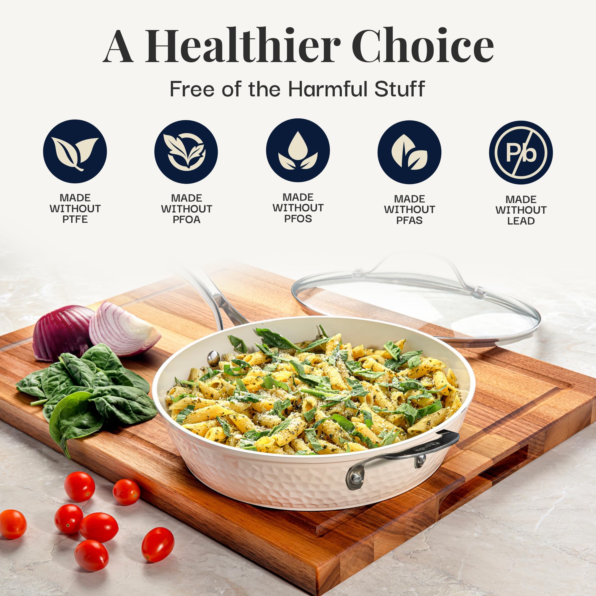GOTHAM STEEL 14 Inch Non-Stick Ceramic Frying Pan with Lid - Induction Compatible, Oven & Dishwasher Safe - Healthy Non-Toxic Cookware for Sautéing, Frying & Baking - Perfect for Family Meals & Professional Cooking