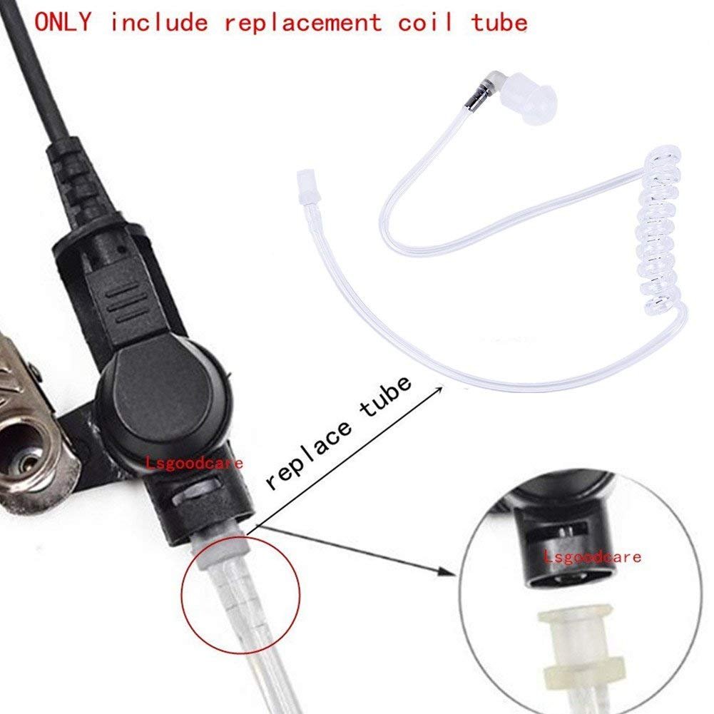 Lsgoodcare 10-Pack Replacement Covert Acoustic Air Coil Audio Tube with Earbuds - Compatible with Motorola, Kenwood, Icom, Yaesu Two-Way Radios - FBI Covert Surveillance Earpiece Headset for Law Enforcement & Security Professionals